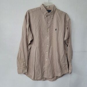 Ralph Lauren Blake Shirt Men's XL Beige Plaid Button Down Long Sleeve Cotton